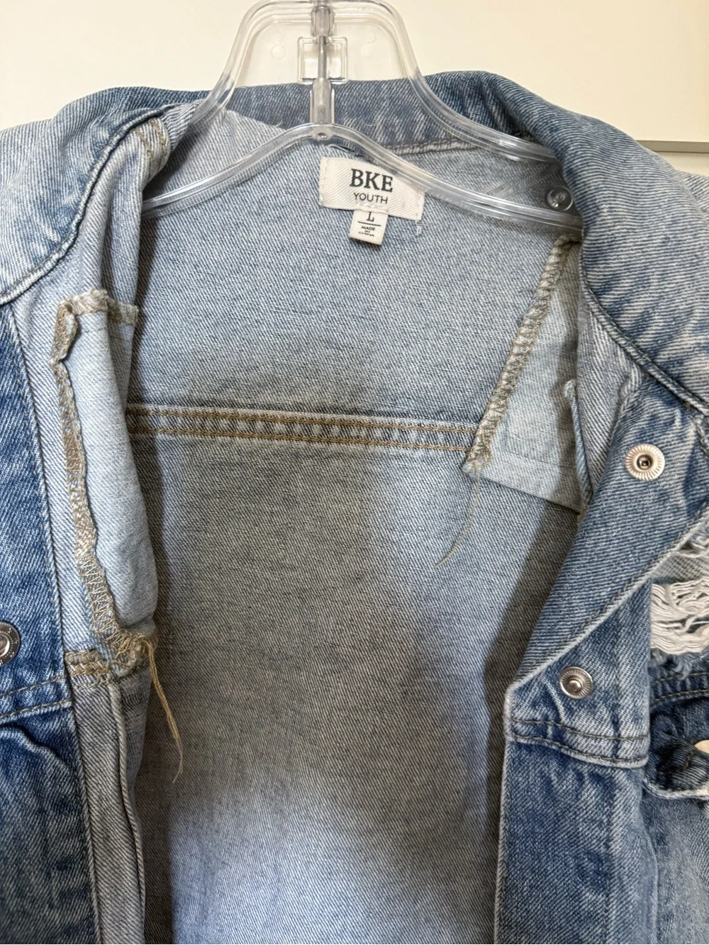 BKE Light Blue Distressed Kids Denim Jacket